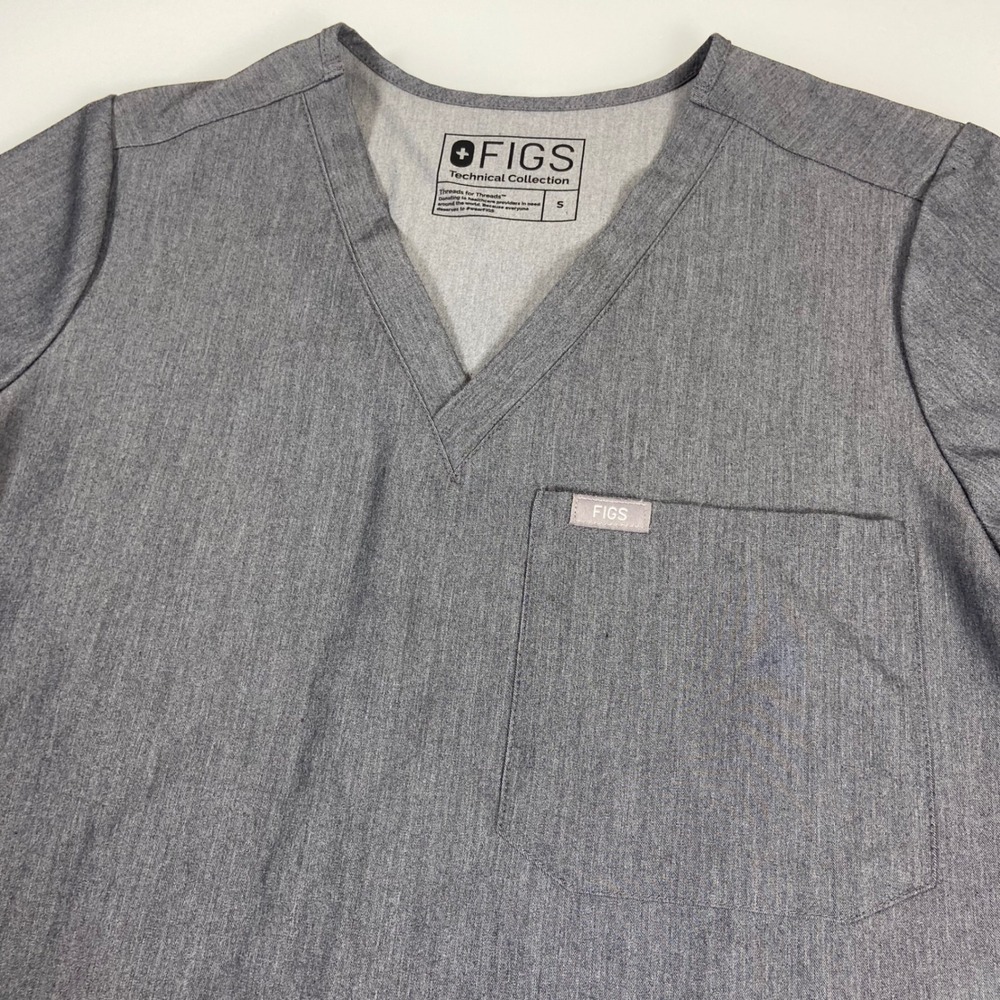 FIGS Women S Gray Scrub Top Casma V-Neck FW1000 Graphite Heather Pocket PO 1517